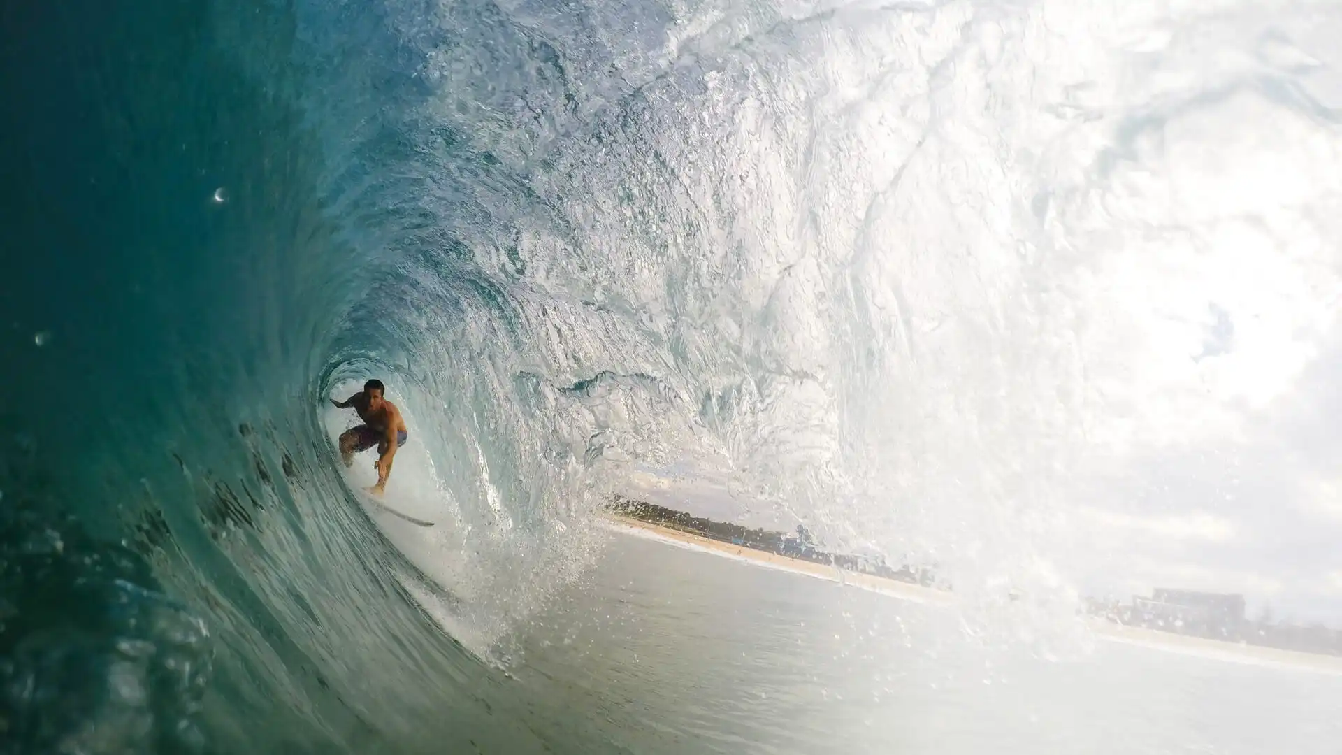 Surfer riding a wave